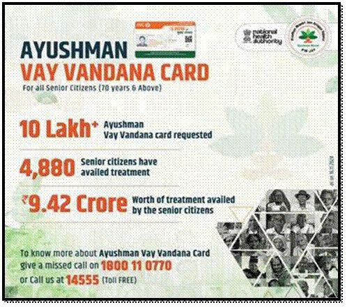 Ayushman Bharat Vay Vandana Cards Reach Milestone, Over 10 Lakh Senior Citizens Enroll