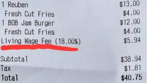 US Restaurant Sparks Debate with 'Living Wage Fee' Addition on Menu